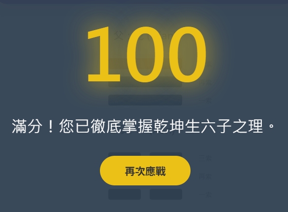 後天八卦次序圖互動遊戲:100分
